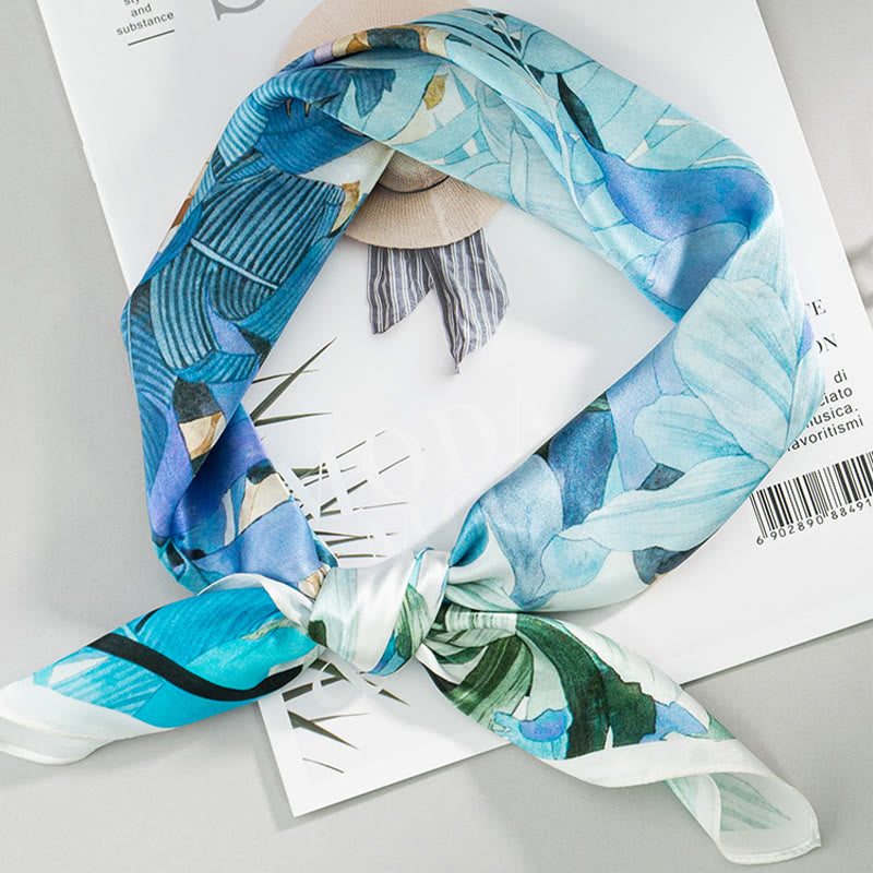 Kamienie Buddha Stones Dżungla Olej Malarstwo Pomyślne Chmury 100% Jedwabny Szalik Morwowy Premium Grade 6A Dwustronny Jedwabny Szalik na Szyję - image 10