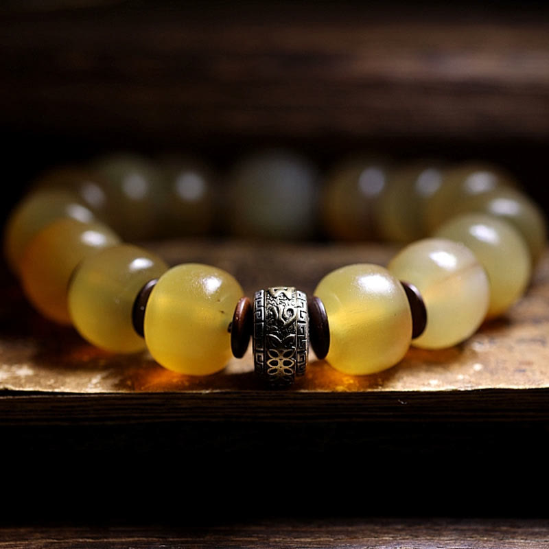 Buddha Stones Ręcznie Robione Tybetańskie Rogi Owcze Om Mani Padme Hum Bransoletka Pomyślności