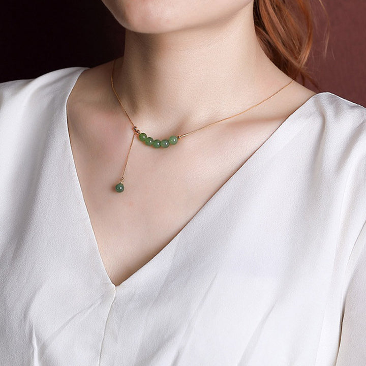 Buddha Stones 925 Srebro Sterlingowe Koraliki Cyjan Jade Naszyjnik Uzdrawiający Wisiorek