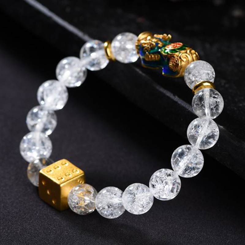 Bransoletka z kryształu PiXiu White Dice Wealth Buddha Stones zmieniająca kolor