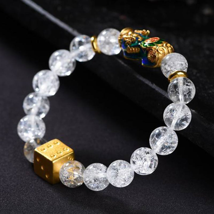 Bransoletka z kryształu PiXiu White Dice Wealth Buddha Stones zmieniająca kolor