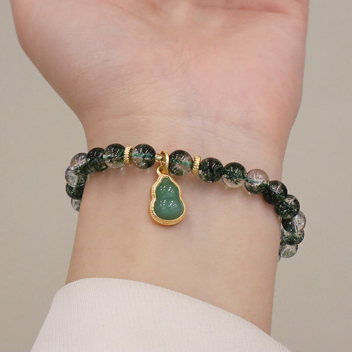 Bransoletka Buddha Stones Natural Green Phantom Confidence Gourd Budda Charm