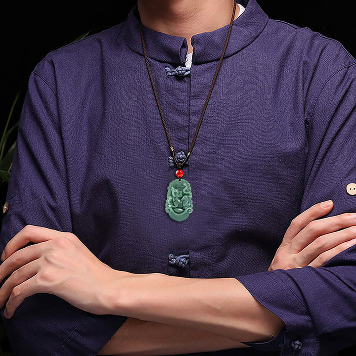 Buddha Stones Naturalny Jadeit 12 Chiński Zodiak Naszyjnik Wisiorek Dobrobytu - image 13