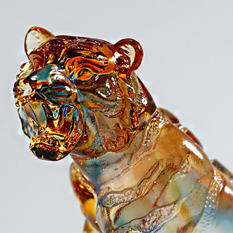 Ręcznie robiony Liuli Crystal Tiger Art Piece Ochrona Dekoracja Domu