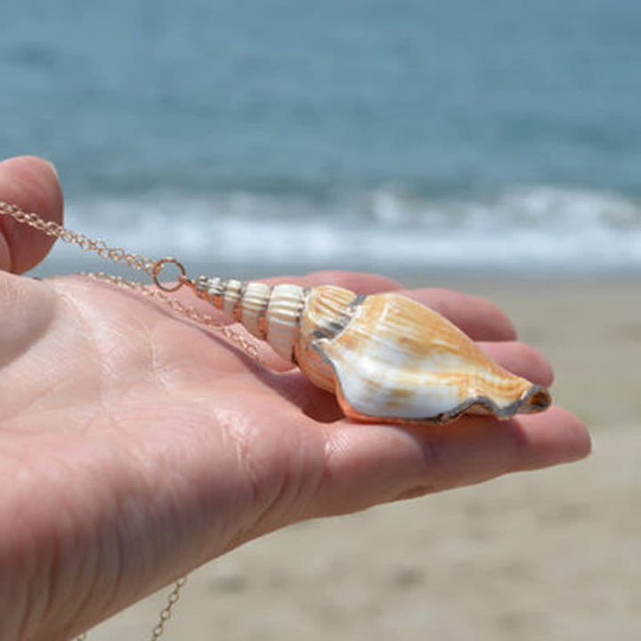 Naturalny naszyjnik z muszli Shankha Conch Shell z muszli morskiej