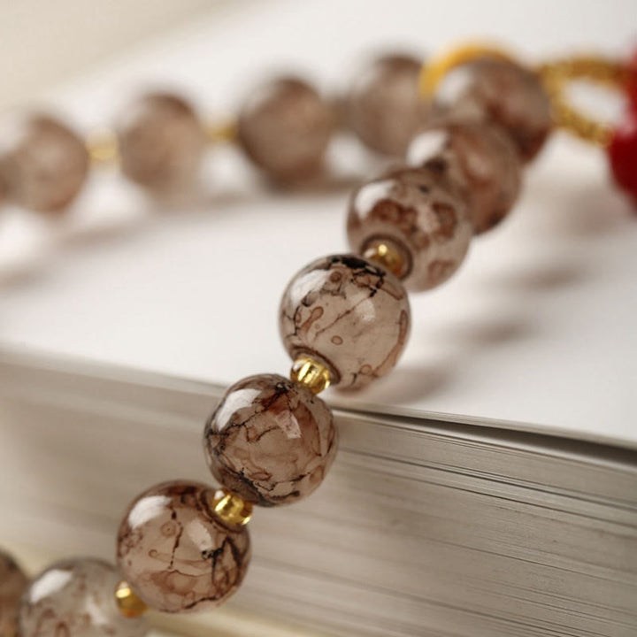 Bransoletka z koralików szklanych Liuli z Buddha Stones , błogosławieństwem i harmonią