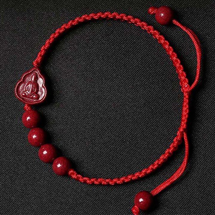 Buddha Stones Śmiejący się Budda Awalokiteśwara Cinnabar Błogosławieństwo Sznurkowa bransoletka