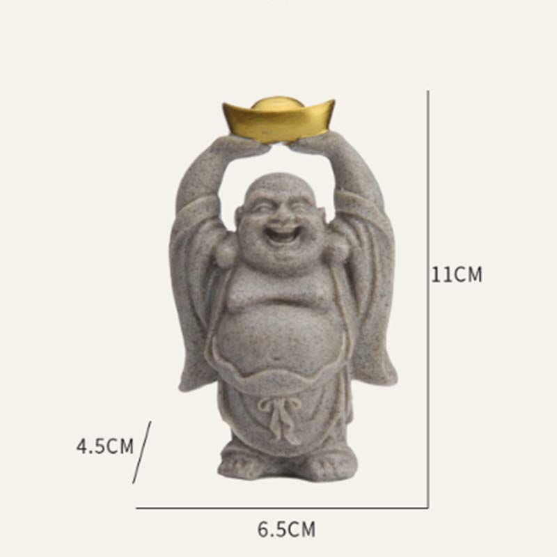 Buddha Stones Śmiejący się Budda Żywica Statua Błogosławieństwo Dekoracja Domu - image 5