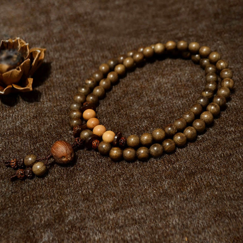 Bransoletka Mala z Buddha Stones z sandałowca tybetańskiego - image 1