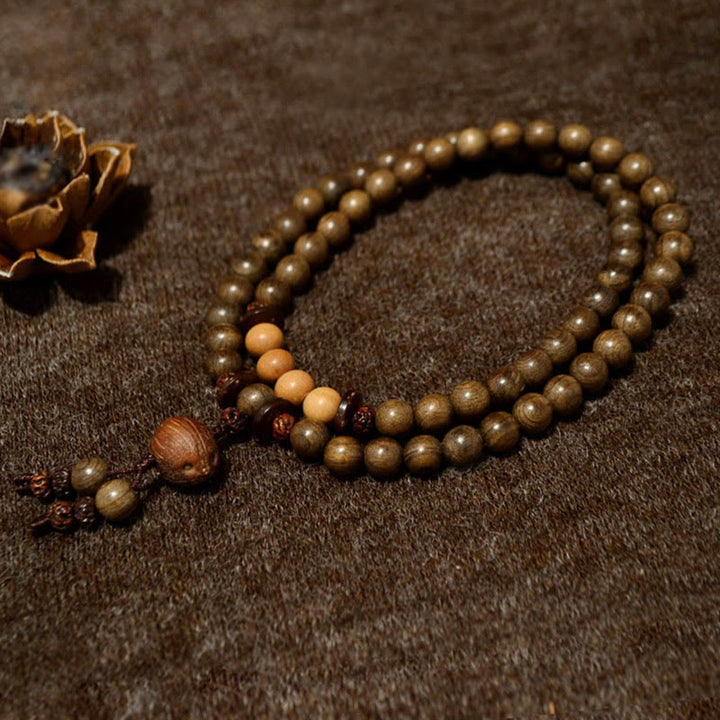 Bransoletka Mala z Buddha Stones z sandałowca tybetańskiego - image 1