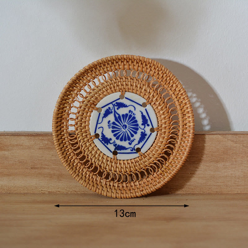 Ceramiczny Kwiatowy Wzór Rattanowy Podkładka Pod Kubek Pod Filiżankę