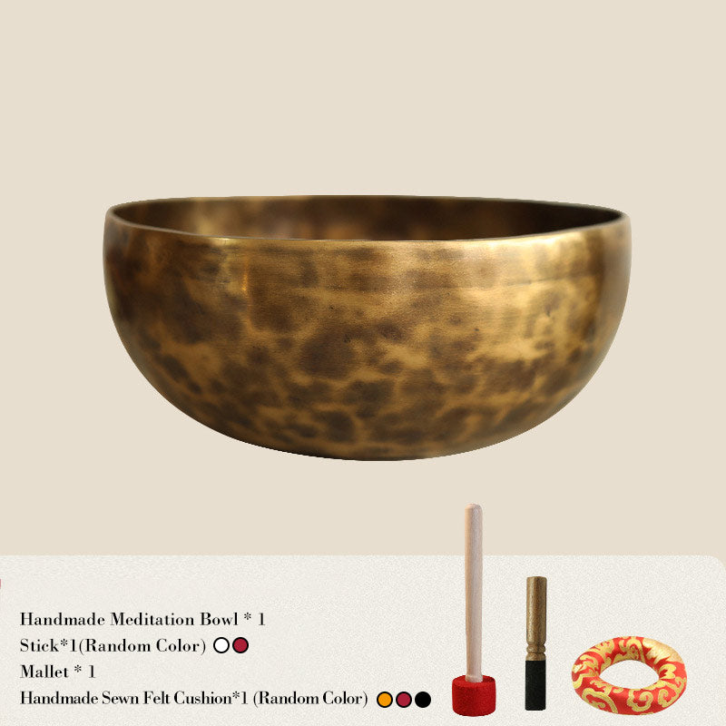 Buddha Stones Tybetańskie ręcznie robione do uzdrawiania i medytacji Zestaw mis śpiewających o pozytywnej energii - 7,87 cala (20 cm) - image 3