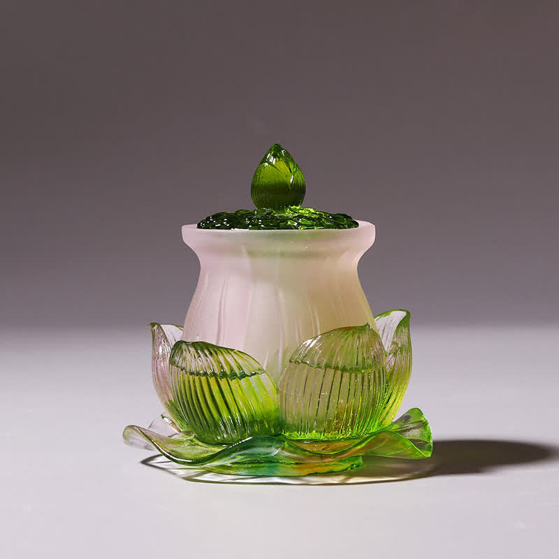 Feng Shui Lotus Ręcznie robiony kryształ Liuli Dzieło sztuki Domowe Biuro Oferta Dekoracja - image 2