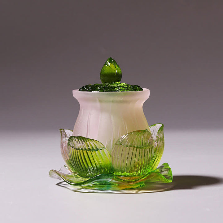 Feng Shui Lotus Ręcznie robiony kryształ Liuli Dzieło sztuki Domowe Biuro Oferta Dekoracja