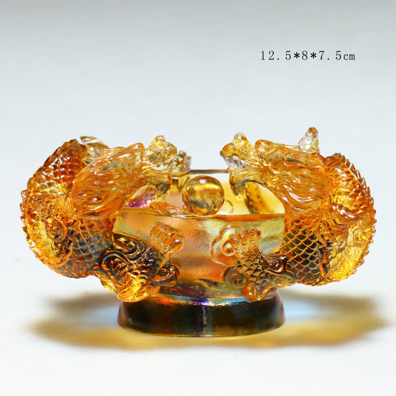 Buddha Stones Feng Shui Chiński Zodiak Smok Ręcznie Robiony Kryształ Liuli Sztuka Ochrona Dekoracja Domu Biuro
