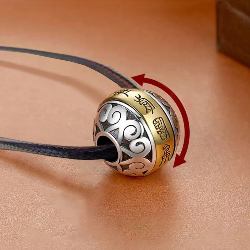 Buddha Stones Taoistyczna Dziewięcioznakowa Mantra Grawerowany Amulet Równowaga Naszyjnik Obrotowy Wisiorek