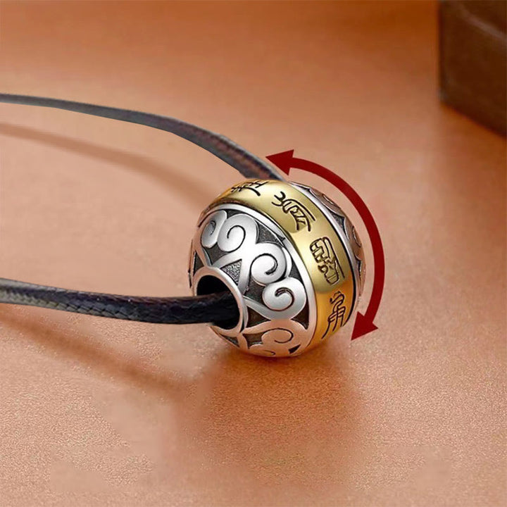 Buddha Stones Taoistyczna Dziewięcioznakowa Mantra Grawerowany Amulet Równowaga Naszyjnik Obrotowy Wisiorek