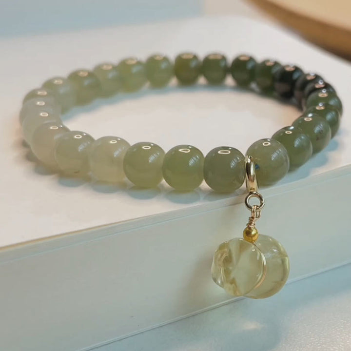 Buddha Stones Naturalny Hetian Jade Woreczek Pieniędzy Charm Bead Bransoletka Dobrobytu