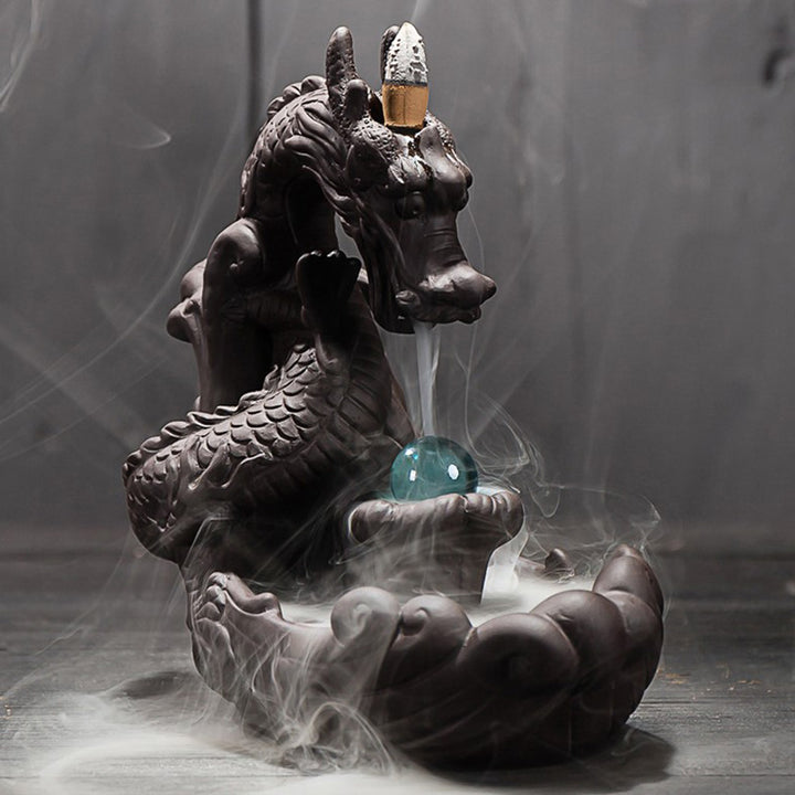 Kadzielnica kadzielna z Buddha Stones w stylu tybetańskim chroniąca smoka