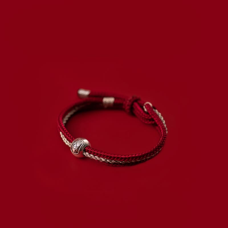Buddha Stones 925 Srebro Sterling Tybetański Zakiram Bogini Bogactwa Szczęścia Bransoletka Sznurkowa