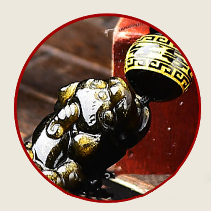 Buddha Stones Naturalny złoty połysk Obsydian PiXiu Om Mani Padme Hum Bogactwo pleciona bransoletka