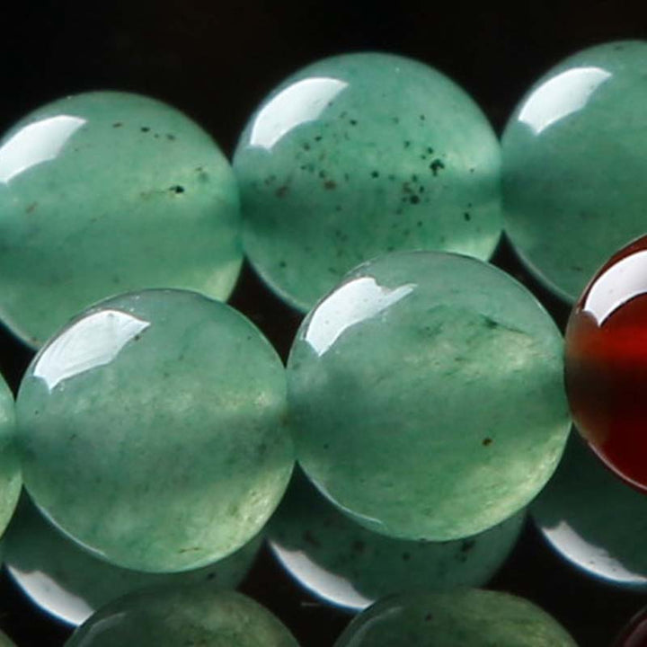 Buddha Stones 108 Koraliki Zielony Awenturyn Czerwony Agat Bransoletka Mala Szczęścia