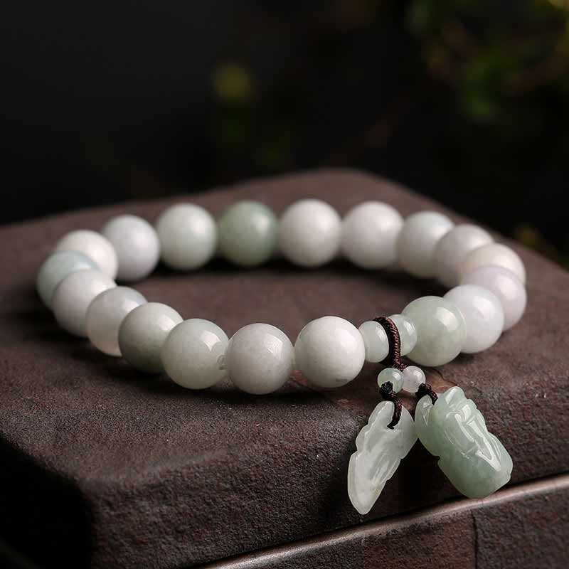 Buddha Stones Naturalny Jadeit Pi Xiu Budda Tykwa Jabłko Bransoletka Sukcesu