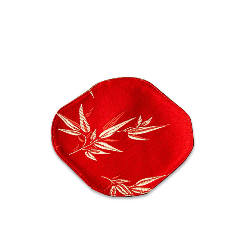 Podkładka pod Buddha Stones Vintage Sea Wave Bamboo Plum Blossom, podkładka pod kubek z haftem Kung Fu Tea Mat