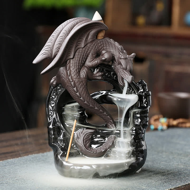 Buddha Stones Nordycki Pterozaur Smok Ceramiczny Cofający się Dym Fontanna Ochrona Uzdrawiający Kadzielnica Dekoracja