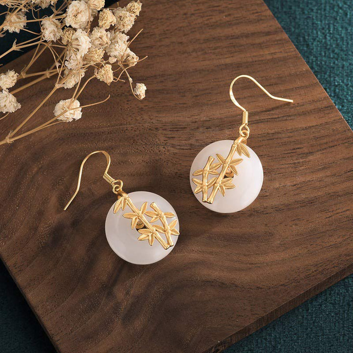 Kolczyki z białego jadeitu z Buddha Stones FengShui Fortune