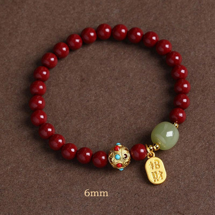 Bransoletka z Buddha Stones Cinnabar Green Aventurine Fortune Protection Charm