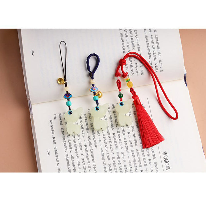 Buddha Stones Mini Słodkie Jelenie Glowstone Luminous Lucky Deer Energy Brelok Telefon Samochód Wisząca Dekoracja