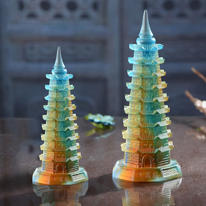 Buddha Stones Wieża Feng Shui Wenchang Ręcznie robiona kryształowa pagoda Liuli Art Piece Luck Dekoracja biura domowego