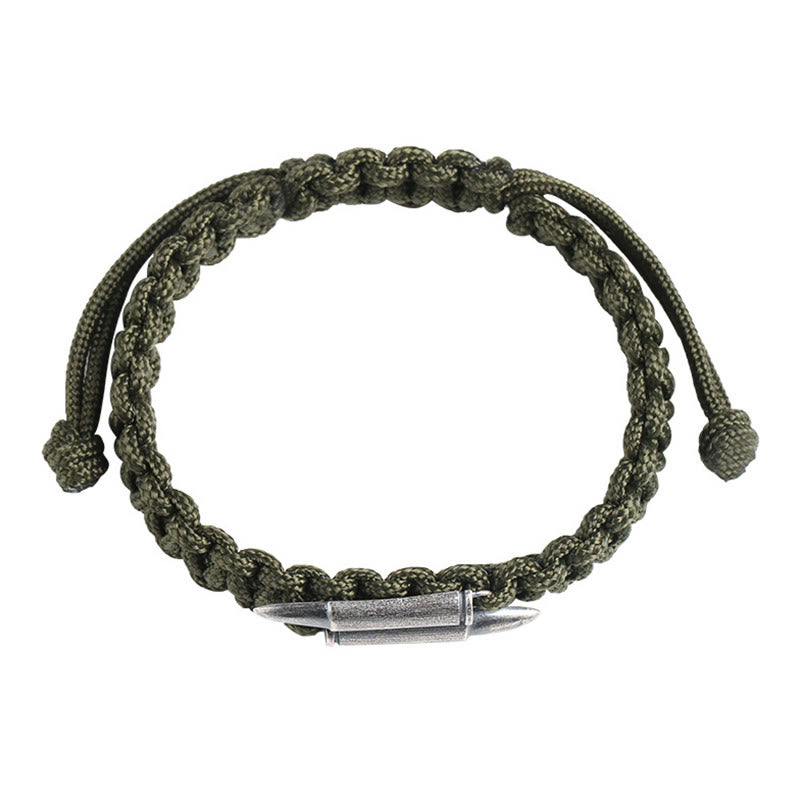 Bransoletka z plecionej liny Buddha Stones 925 ze srebra próby 925 z motywem pocisku