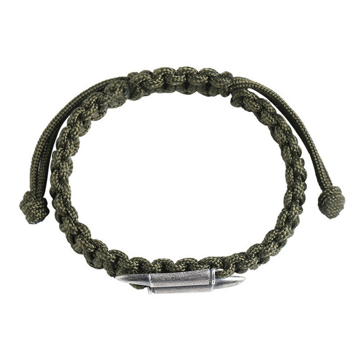 Bransoletka z plecionej liny Buddha Stones 925 ze srebra próby 925 z motywem pocisku