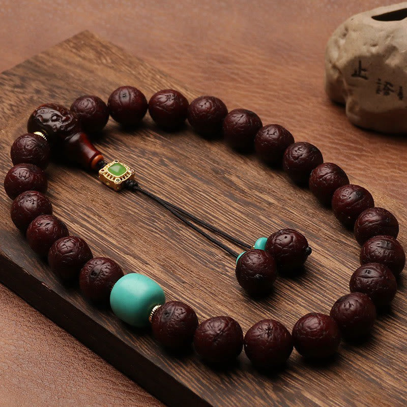 Buddha Stones Tybetańskie Nasiona Bodhi Agat Koralik Szczęście Bogactwo Tassel Charm Nadgarstek Mala