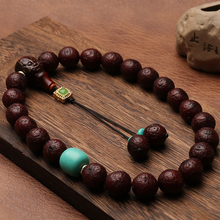 Buddha Stones Tybetańskie Nasiona Bodhi Agat Koralik Szczęście Bogactwo Tassel Charm Nadgarstek Mala