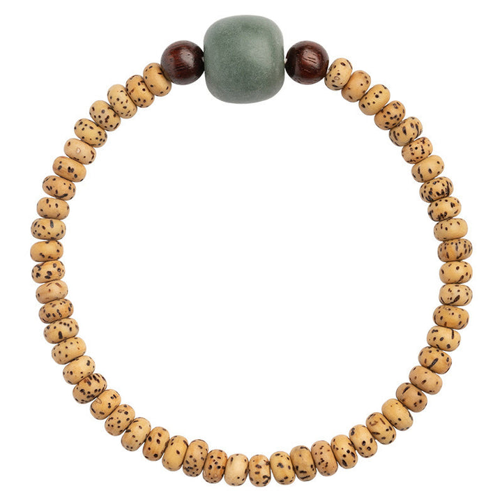 Bransoletka mądrości z małych liści drzewa sandałowego z nasion Bodhi w kolorze czerwonym z Buddha Stones