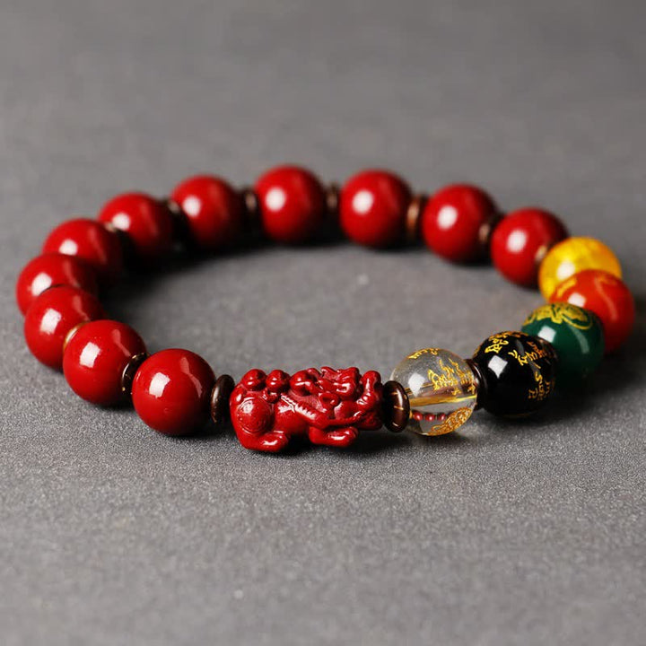Buddha Stones Bóg Bogactwa Cinnabar PiXiu Błogosławieństwo Bransoletka