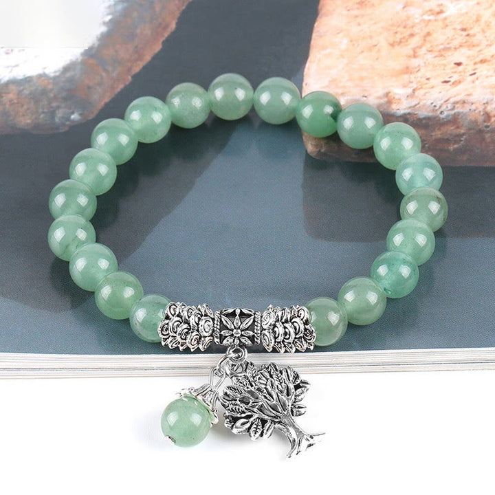 Buddha Stones Naturalne Kamień Szlachetny Drzewo Życia Szczęśliwy Talizman Bransoletka Elastyczna