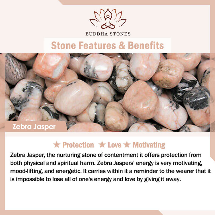 Buddha Stones Lęk Stres Uzdrawiający Kryształ Zebra Jasper Koraliki Bransoletka