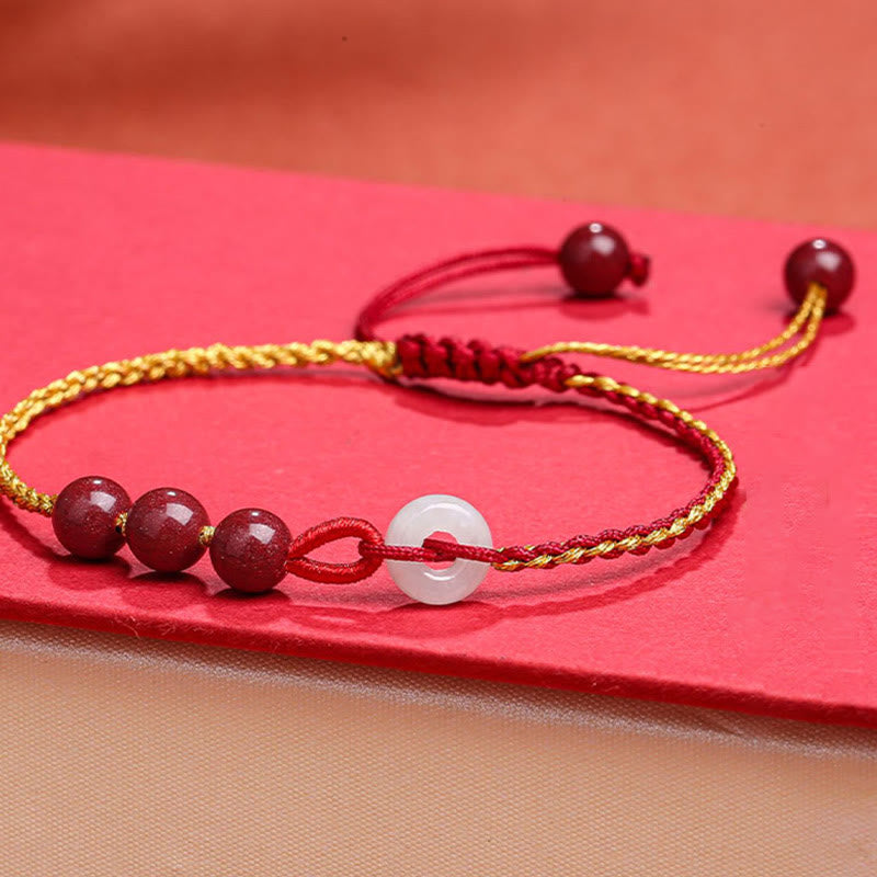 Bransoletka z zapięciem Peace Buckle z Buddha Stones Natural Cinnabar Jade