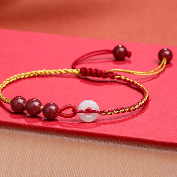 Bransoletka z zapięciem Peace Buckle z Buddha Stones Natural Cinnabar Jade