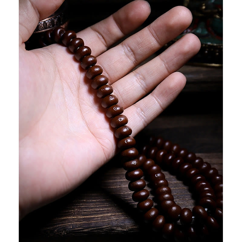 Buddha Stones Naturalne Tybet 108 Mala Koraliki Fioletowe Nasiona Bodhi Trójoki Koralik Dzi Miedziana Bransoletka Harmonii Dorje