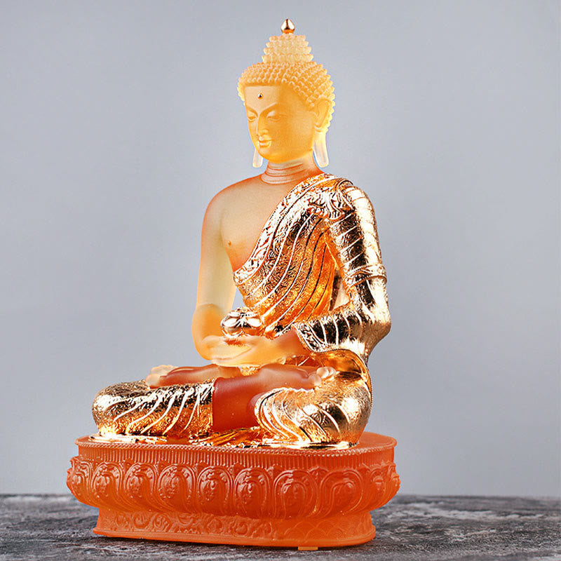 Buddha Stones Figurka Buddy wykonana ręcznie Liuli Dzieło sztuki Posąg spokoju Oferta domowa Dekoracja - image 4
