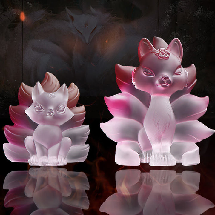 Buddha Stones Mały Dziewięcioogonowy Lis Sukces Siła Domowa Figurka Dekoracja