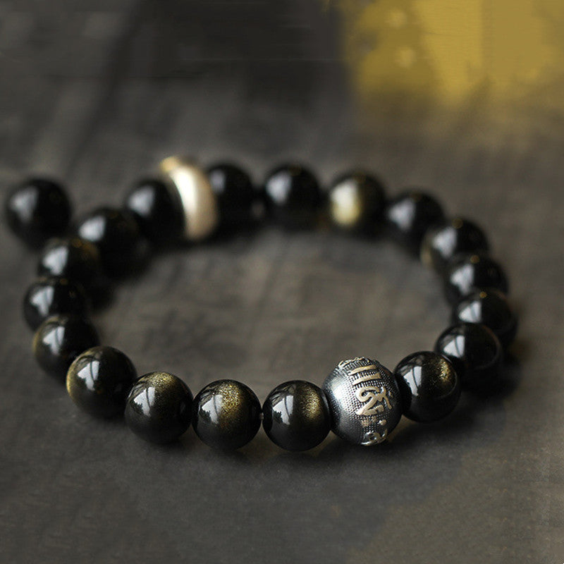Buddha Stones Chiński Zodiak Natal Budda Obsydian Oczyszczająca Bransoletka