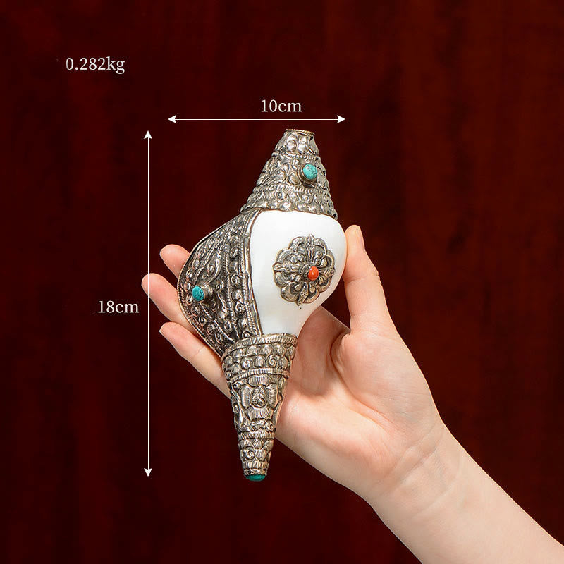 Tybetańska naturalna muszla Shankha Conch Shell Seashell Wealth szczęśliwa dekoracja domu - Średni Shankh 18*10cm - image 3