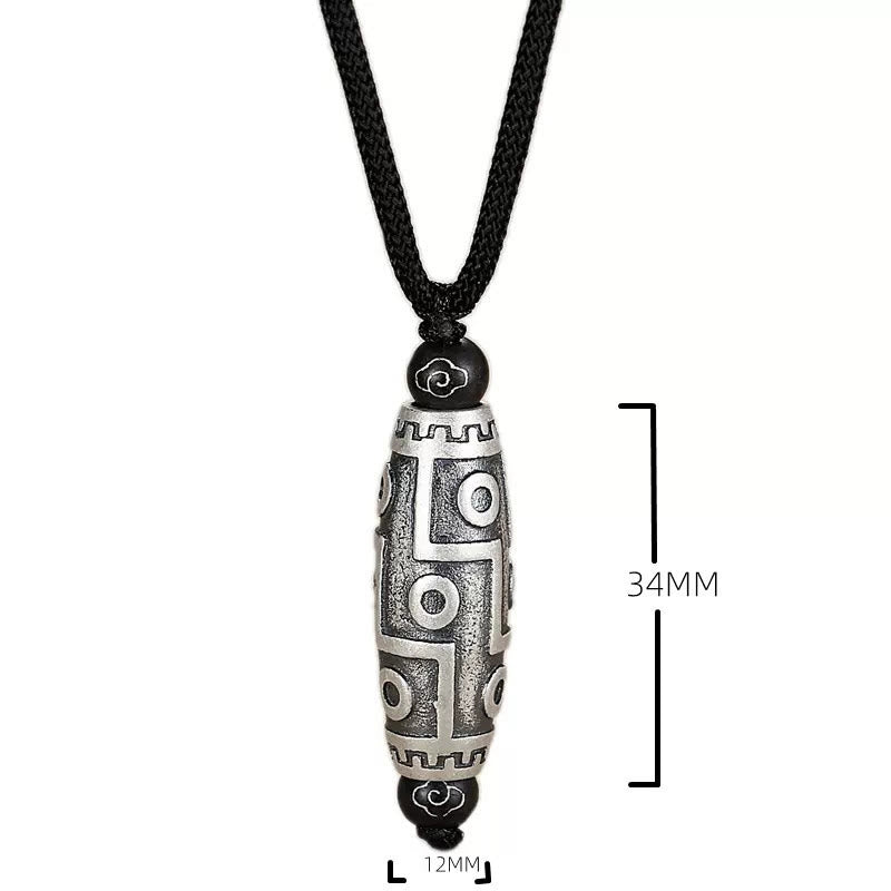 Buddha Stones Tybet Dziewięciooki Dzi Koralik Wzór Miedziany Pomyślny Chmury Bogactwo Naszyjnik Wisiorek