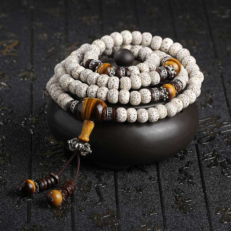 Buddha Stones Ręcznie robione Tybetańskie Tygrysie Oko Bodhi Bransoletka Spokoju